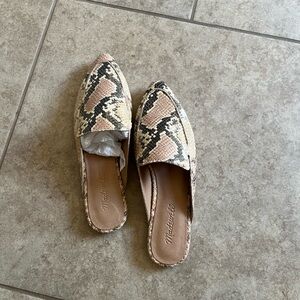madewell womens snakeskin leather slides